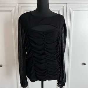 New York & Company Rouched Front Blouse with Keyhole